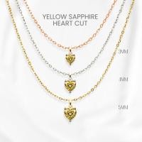 ราคา สร้อยคอบุษราคัมแท้ (Yellow Sapphire) หัวใจมินิมอล เงินแท้ 925 ชุบทองคำขาว/ทอง /โรสโกลด์ จี้พลอย GEORGE Jewelry (46206365321)