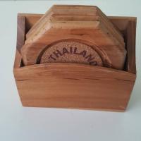 ราคา ที่รองแก้ว จานรองแก้วไม้สัก ลายช้าง (เซ็ท 6 ชิ้น) พร้อมที่เก็บ - ของมือสอง (15110655242)