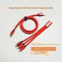 ราคา 100W ที่ถอดออกได้ 60W USB C ถึง USB C one-to-three 48 สายเคเบิลข้อมูลโทรศัพท์มือถือแบบถักสําหรับ Huawei P60 P30 P40 Mate 60 70 OPPO OPPO Reno 14 13 12 Pro (40067178325)
