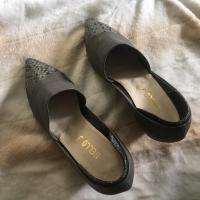 ราคา รองเท้าส้นเตารีดสีเทาแต่งลายงู ไซส์ 38.5 (11128834289)
