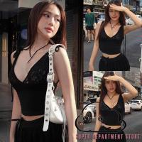ราคา Super- เสื้อกล้าม คอวีลึก แขนกุด ผูกไหล่ ลูกไม้ เย็บปะติดปะต่อกัน ฤดูร้อน สําหรับผู้หญิง (23954240684)