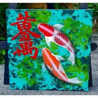 ราคา ภาพวาดปลาคราฟคู่มงคลขนาด40×40cm (24195175525)