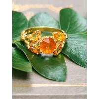 ราคา แหวนโกเมนสีส้มประดับบุษราคัมตัวเรือนเงินแท้ชุบทอง (8712844063)