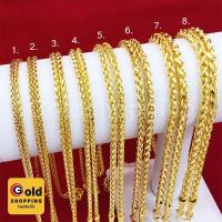 ราคา ทองปลอม สร้อยคอทองลายสี่เสาโปร่งคั่นหัวจรวด, หางกระลอก หนัก 1-2สลึง, 1, 2, 3 ยาว 20-24นิ้ว ใส่แทนของจริงได้ ทอง (29573820526)