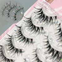 ราคา Reusable Lash Extension Glitter Eyelashes Comic Eye Natural Cross 5 คู่ Eye Makeup (50454647998)