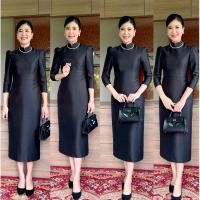 ราคา พร้อมส่งเดรสอัดกาวผ่าหลัง ชุดดำ ชุดดำสุภาพ ชุดไทยจิตรลดา ชุดไทยจิตรลดาประยุกต์ (25959346084)