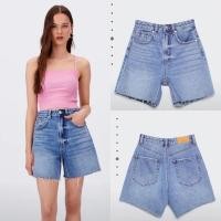 ราคา Stradivarius short en jean longline กางเกงขาสั้นแบรนด์แท้Stradivarius งานจริงคือสวยมาก เหนือผ้ายีนส์ ผ้านิ่มเอวสูงสะดือ (13793622443)
