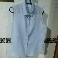 ราคา Uniqlo เสื้อลินินพรีเมี่ยมแขนกุด สีฟ้า (3724715792)