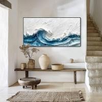 ราคา ภาพวาดดอกไม้สีม่วงบนผ้าใบสีน้ำมัน ขนาดใหญ่ทันสมัย สำหรับตกแต่งผนัง (41775409903)