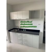 ราคา ชุดเคาร์เตอร์ครัวท็อปหินแกรนิตดำขนาดส80ก220ลึก60cmและตู้แขวนไม้ปาติเกิล (2553351177)