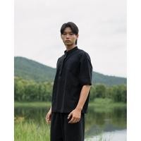 ราคา Black Mandarin Collar Shirts เสื้อคอจีนสีดำ Oversize (blm) (9543924498)