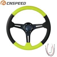 ราคา CNSPEEED Car Steering Wheel 14inch 350mm Drifting Auto Steering Wheel Suede Leather Steering wheels (54806192461)