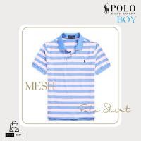 ราคา [New_ของแท้%_พร้อมส่ง]_Polo Ralph Lauren-Boy-คอปกโปโลปักม้าเล็ก ลายขวางชมพูฟ้า Boy Size L (26512816874)
