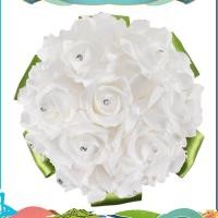 ราคา ช่อดอกไม้แต่งงานที่สวยงาม ดอกไม้เพื่อนเจ้าสาวเจ้าสาว ช่อดอกไม้แต่งงาน ดอกไม้ประดิษฐ์ ช่อกุหลาบ ช่อดอกไม้เจ้าสาวสีขาว-ริบบิ้นสีเขีย (45205438961)