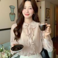 ราคา (พร้อมส่ง)รุ่น(BD-คอบัวชมพู16)เสื้อแขนยาว สีชมพู ผ้าชีฟอง ทรงเสื้อคอปก ดีเทลมีโบว์เล็กๆผูกด้านหน้า ใส่แล้วให้ลุคสาวหวาน (29285849513)