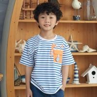 ราคา Chelsee เสื้อยืดคอกลม แขนสั้น ลายทาง แต่งกระเป๋าปู ผ้า 100%Cotton เด็กผู้ชาย อายุ 1.5-10 ปี เสื้อผ้าเด็กโต รุ่น 128205 (41624098455)