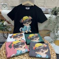 ราคา เสื้อยืดคอกลมแขนสั้น รีดเพชรลายน้องหมาใส่แว่น ป้ายME (41823803205)