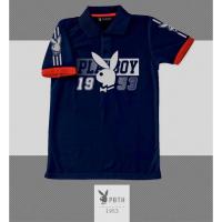 ราคา เสื้อโปโลคอปก​ สกรีนลาย​ Playboy สีกรม 02 (9308151751)
