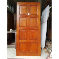 ราคา ประตูไม้เปอร์เซีย 90x200cm แบบ8ฟักตรง ทำสี กัปตันCW13 เงา (สีไม้ประดู่) (3489133455)