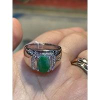 ราคา แหวนหยกเงินแท้ผู้ชาย ตัวเรือนเงินแท้92.5%ชุบทองคำขาว (22353291266)