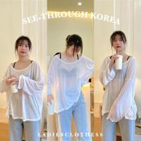 ราคา LADIESCLOTHESS #LC085 see-through Korea เสื้อซีทรู ทรง Oversize ตัวใหญ่ ใส่สวย เสื้อชีฟอง (6389913855)