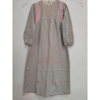 ราคา ชุดเดรสเด็กมุสลิม Naira สีเทาหมอก สีชมพูนุ่ม งานปักดอกไม้ เด็กผู้หญิง Preloved (40005785449)