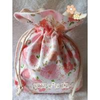 ราคา พร้อมส่ง!!!ถุงผ้าหูรูดมีซับใน ลายดอกไม้สีชมพู (25371289077)
