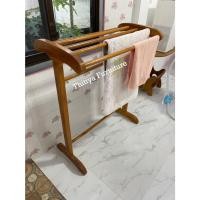 ราคา ราวตากผ้า ไม้สักแท้ พร้อมส่ง!!! ที่แขวนผ้า ตากผ้าเช็ดตัว งานเคลือบเงา กันน้ำ (17999007850)