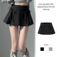 ราคา Niche A-line Suit Short Skirt Bow Lace-up Low Waist Skirt Hot Girl Short Skirt (44211109170)