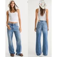 ราคา Stradivarius D92 Jeans Woman กางเกงยีนส์ทรงขากระบอกแต่งปลายขา ของแท้STR (42002471690)