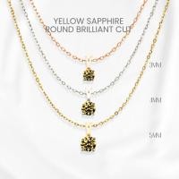 ราคา สร้อยคอบุษราคัมแท้ (Yellow Sapphire) กลมสี่เตยพรีเมียม เงินแท้ 925 ชุบทองคำขาว/ทอง /โรสโกลด์ จี้พลอย GEORGE Jewelry (52956333056)