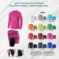ราคา 2IN1 DRYFIT เสื้อยืดยาวกางเกงสองชั้นกีฬา JOGGING SHORT COMPRESSION กระเป๋ากางเกง (28287037608)