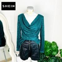 ราคา ไซด์ M แบรนด์ Shein แท้ 100%เสื้อ คอถ่วง งานเกล็ดวิบวับ สีเขียว ใส่ออกงาน ชุดออกงาน ชุดปาร์ตี้ (45755257885)