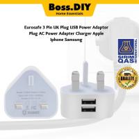 ราคา Eurosafe 3 Pin UK Plug USB Power Adaptor Plug AC Power Adapter Charger Apple Iphone Samsung (20480108360)