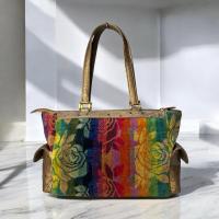 ราคา Cara Handmade Ostrich Handbag แบรนด์แท้ กระเป๋าผ้าทอ แต่งด้วยหนังนกกระจอกเทศแท้ (29335034606)