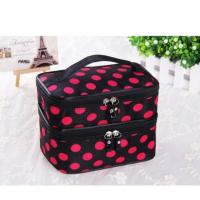 ราคา กระเป๋าเครื่องสำอางค์ 2 ชั้น(สีดำจุดชมพู) (254722218)