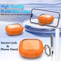 ราคา Secure Lock Case สําหรับ Powerbeats Pro 2 พร้อมขาตั้งโทรศัพท์, ฝาครอบป้องกัน Shockpoof สําหรับ Beats Powerbeats Pro 2 หูฟัง Clear Power Pro2 พร้อมชุดทําความสะอาดและพวงกุญแจ (27091361558)