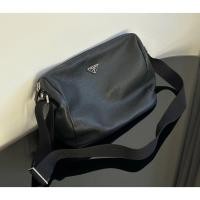 ราคา Prada Mens Triangle Metal Logo Decorative Cow Leather Shoulder Bag Crossbody Messenger Briefcase (57054400534)