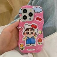 ราคา Langtonการ์ตูน เครยอนชินจัง สีชมพู เคสไอโฟน 15 14 pro max เปลือกฟิล์ม น่ารัก ไม่สม่ำเสมอ ระลอก case for iPhone11 12 13 (20680832765)