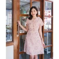 ราคา เดรสชมพูลายดอกไม้สีหวานผ้าชีฟอง (17272982073)
