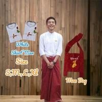 ราคา Mon set ชุดโสร่ง มอญ เสื้อขาว กระเป๋า Mon set โสร่งมอญ,ทั้งเซต 3 ชิ้น (23104685735)