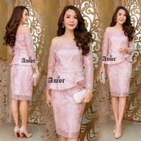 ราคา ชุดเดรสเปิดไหล่สีชมพูแพทเทิร์นสวยเป๊ะเก็บหุ่นให้ดูผอมเพรียว ชุดออกงานสาวอวบชุดราตรีพลัสไซส์ชุดไปงานแต่งงานชุดราตรีคนอ้วน (15107834260)