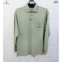 ราคา GIANNI VALENTINO แท้ อก42 เสื้อยืดโปโลแขนยาวสีเขียวอมเทาคลาสสิก (22940026527)