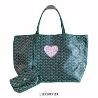 ราคา Goyard Anjou GM Bag Green Hand-Painted Heart Pink (26452751000)