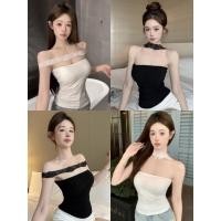 ราคา Anneเสื้อกล้าม สีพื้น เปิดไหล่ ลูกไม้ รัดรูป ผ้ายืดเสื้อครอป สไตล์เกาหลี แฟชั้น แซ่บๆ#FY10113 (28636993143)