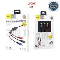 ราคา LUOBR X26 สายชาร์จ3หัว 3.1A ชาร์จเร็ว สายชาร์จ (Micro/ lightning/ TypeC) fast charge สายชาร์ต 120cm แท้100% (7368445829)