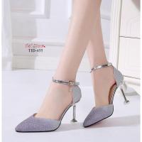ราคา TID-455 รองเท้าส้นสูงหัวแหลมรัดข้อ วัสดุหนัง PU (4606625688)