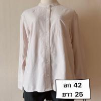 ราคา เสื้อเบลาส์ เสื้อเชิ้ตคอจีน แบรนด์ MUJI มือสอง (E0002) (54155311542)