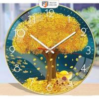 ราคา นาฬิกาทรงกลมภาพวาด MONEY TREE คุณภาพสูง UV5D พิมพ์ตกแต่งห้อง ยี่ห้อ Mijan (41678909607)