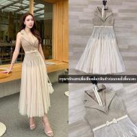 ราคา งานป้าย Stylista เดรสออกงานสีน้ำตาล เดรสยาวคอปกแขนกุดผ้าทวิส เอวแต่งโบว์คาด กระโปรงผ้ามุ้งทรงสวย (40153164313)